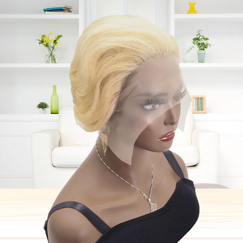 Human hair lace front wigs with baby hair blonde clearance