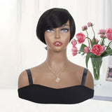 New Year 60% OFF Human Hair Short Pixie Wigs with Side Bangs
