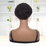 Bob Cut Wig Short Curly Human Hair Slick Back Lace Front Wig for Women