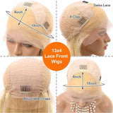 Glueless 13x4 Invisible Transparent HD Straight Lace Front Wig Blonde Hair For Black Women