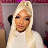 Glueless 13x4 Invisible Transparent HD Straight Lace Front Wig Blonde Hair For Black Women