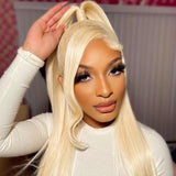 Glueless 13x4 Invisible Transparent HD Straight Lace Front Wig Blonde Hair For Black Women