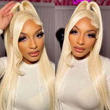 Glueless 13x4 Invisible Transparent HD Straight Lace Front Wig Blonde Hair For Black Women