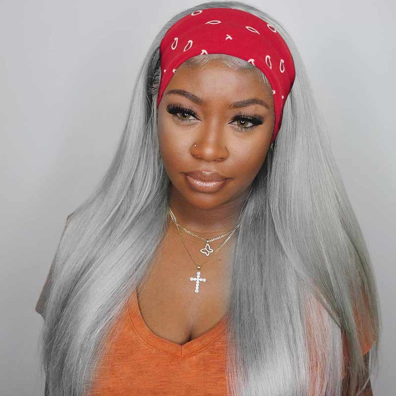 Straight Headband Wigs Human Hair Glueless Wig None Lace Front For Black Women