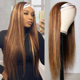 Straight Headband Wigs Human Hair Glueless Wig None Lace Front For Black Women