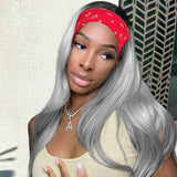 Grey Headband Wig For Women Human Hair Ombre Black Wigs