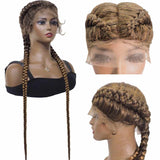 Synthetic Lace Front Wig Heat Resistant Box Braided Wig Cosplay Wigs For Black Women