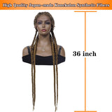 Synthetic Lace Front Wigs Black Mixed Medium Brown Box Braided Twisted Wigs