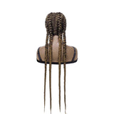 Synthetic Lace Front Wigs Black Mixed Medium Brown Box Braided Twisted Wigs