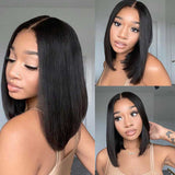 T Part Lace Wig Straight Bob Wigs Human Hair Middle Part For Black Women