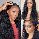 Water Wave 13x4 Lace Frontal Wig Transparent Human Hair Wigs 16-22inch