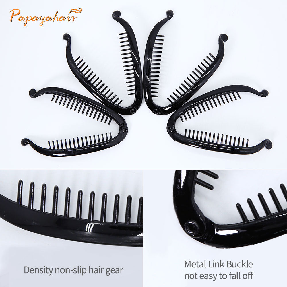 Black Banana Clip 5-pack Retro Hair Clip, Ponytail Holder, Cincher Comb