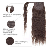Human Hair Ponytail Extension Clip in Wrap Around Remy Human Hair Extension