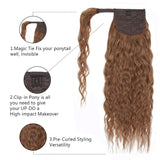 Clip In Ponytail Brown Color Human Hair Wavy Hairpieces Light Brown Hair